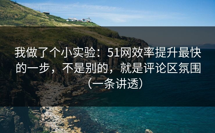 我做了个小实验：51网效率提升最快的一步，不是别的，就是评论区氛围（一条讲透）